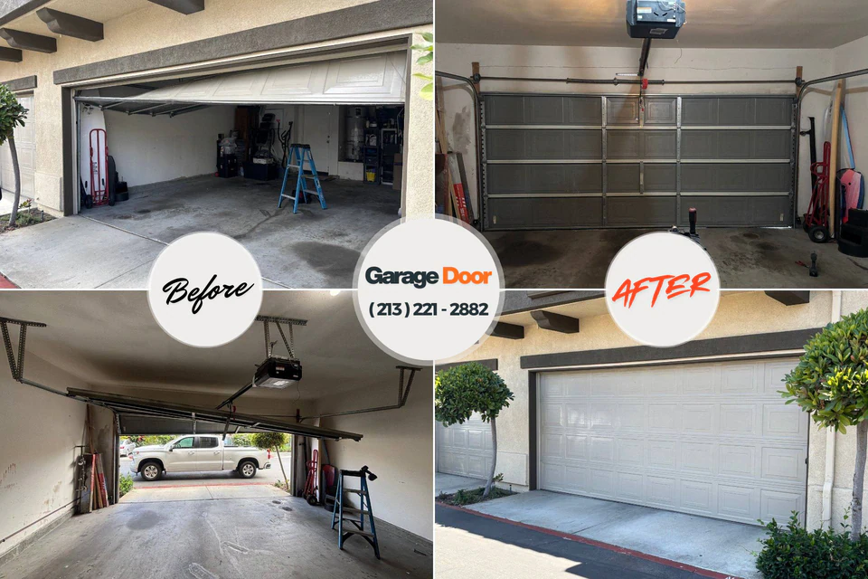 Before and after: garage door repair Sunnyside, GA